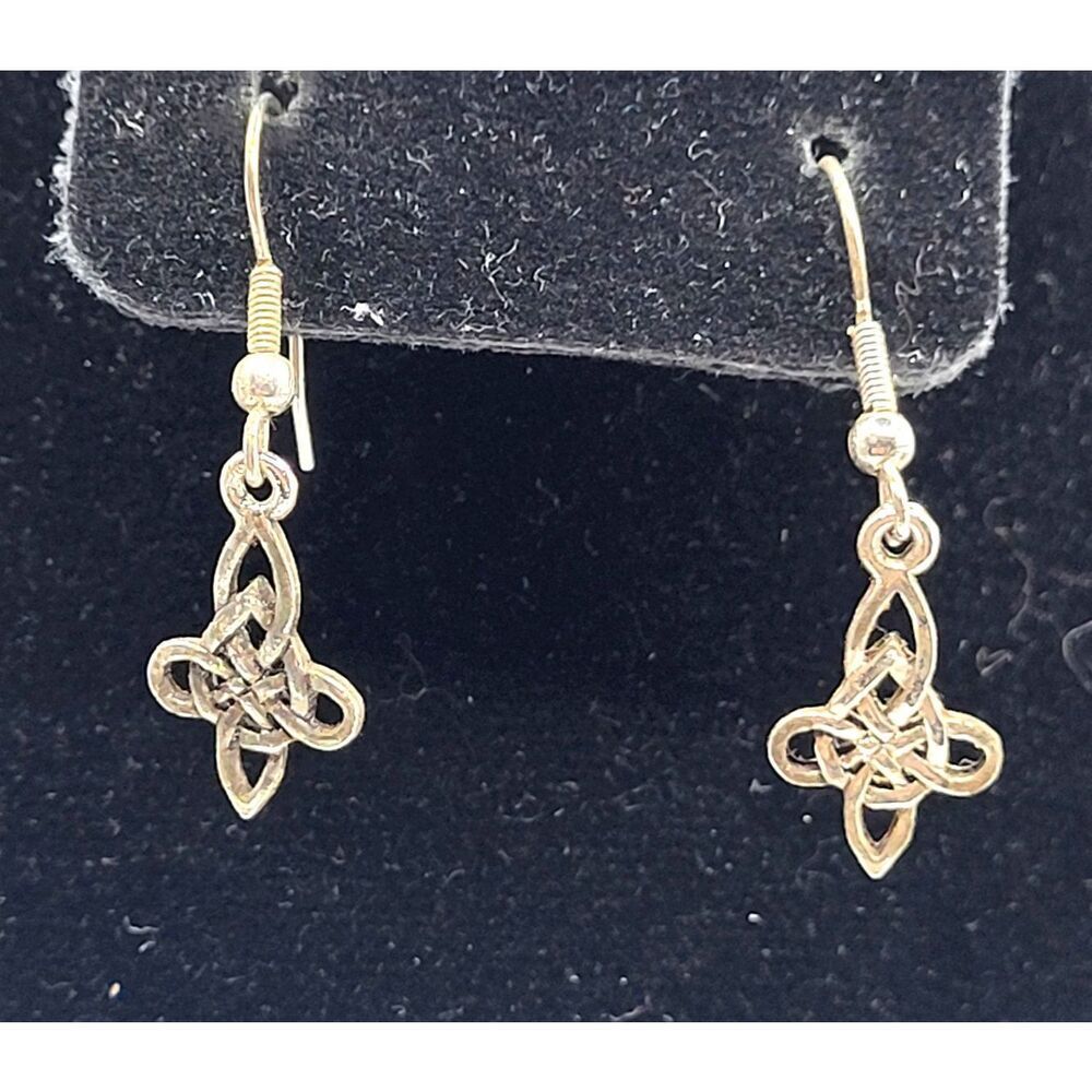 Artisan Made Celtic Sterling Silver Knot Earrings Signed 925 1.5in